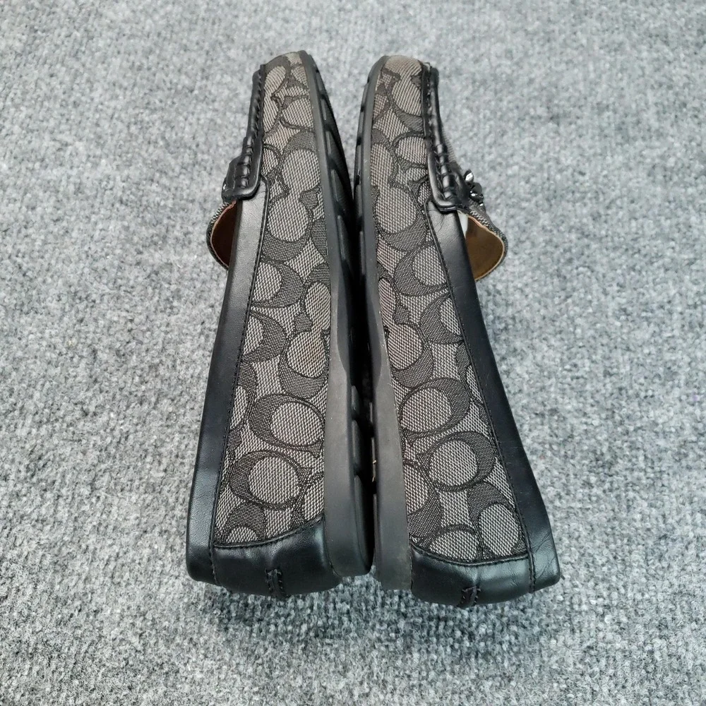 Coach Olive Shoes Womens Size 7.5B Black Gray Monogram Canvas Loafer Slip On